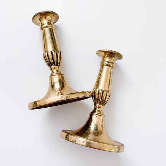 Vintage Brass Gold Candlesticks (Set of 2)